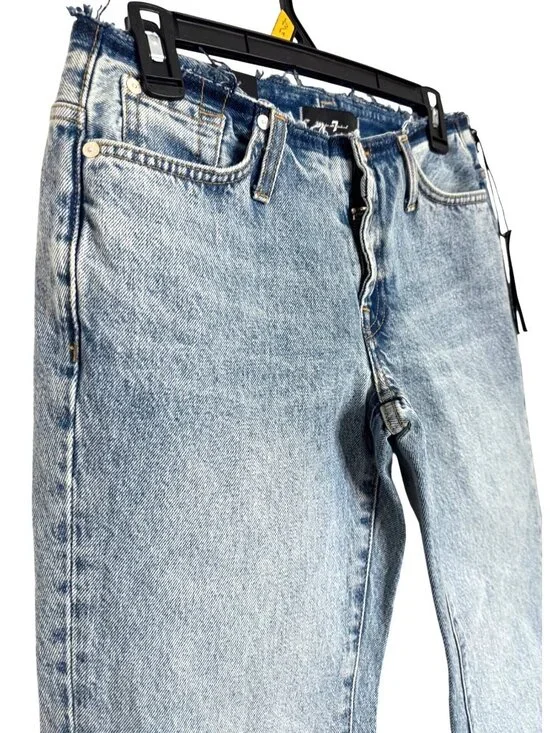 7 For All Man Kind Size 27 Low Cigarette Blue Erosion Jeans NWT $248 - Picture 14 of 15